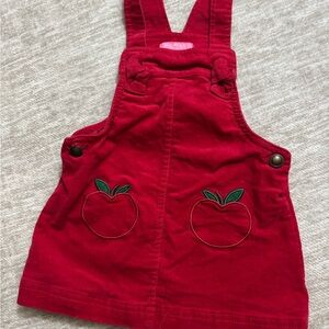 Isaac Mizrahi Red Kids Overalls with Apple Embroidery